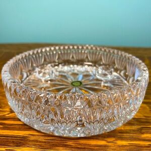 This is a handblown crystal glass taper holder & is new old stock